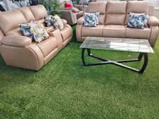 Leather Sofa Set 3-Seater & 2-Seater with Red Cushions