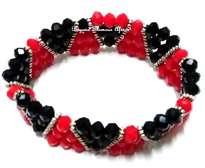 Womens Red/Black Crystal Bracelet with earrings