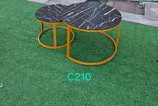 Marble Nesting Tables Set with Gold Frame