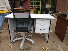 Sturdy Dark Brown Office Desk with Locking Drawers