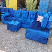 6 seater  modern L shaped blue sofa