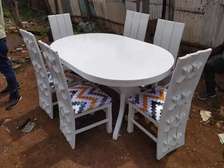 White 6 Seater Mahogany-framed Dining Table Sets