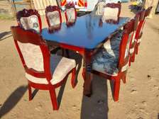 Elegant Wooden Dining Set with 6 Leather Chairs