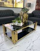 Rectangular classic coffee table with glass on top