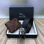 Black Genuine Leather Jaguar Buckle Belt & Jaguar Wallet