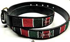 Mens Kenya Beaded wooden walking stick and leather belt