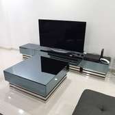 Glasstop matching tv stand&coffee table set