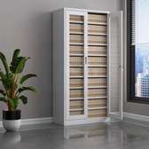 2-Door White Glass Access Storage Office Cabinet