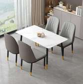 Small Living Room Space Marble 4-Seater Dining Set
