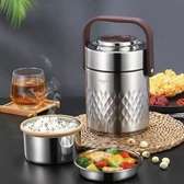 Double wall 3 course vacuum hot thermos food  flask 2L