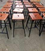 Wooden counter Stools with Black Metal Frame