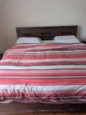 King Size Wooden Bed Frame with Headboard Shelves