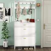 Shoe Rack; Elegant Entryway Wooden Shoe Organizer