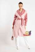 Chic Pink Trench Coat Mid-Length Double-Breasted