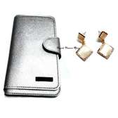 Womens Silver wallet + earrings
