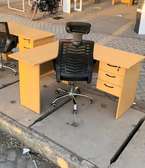 L shaped Laptop office desk plus headrest chair