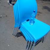Stackable Plastic Chairs with Metallic Stands