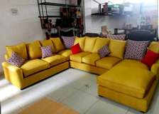 Classic and elegant 8-seater yellow u shaped sofa