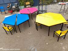 Trapezium (hexagon ) Tables for kindergarten schools