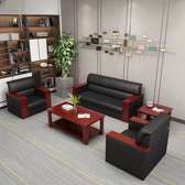 5 Seater leather Sofa With Wooden Arms