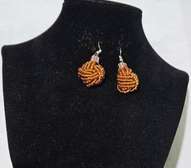 Womens Brown Beaded Maasai Earrings