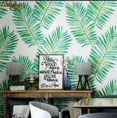 wall covering green palm leaf wallpapers