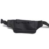 Unisex Black Leather Waist bag with keyholder combo
