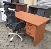 Office desk with drawers and adjustable seat
