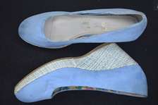 Sky blue wedge shoe