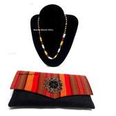 Womens Black Maasi Clutch bag and necklace