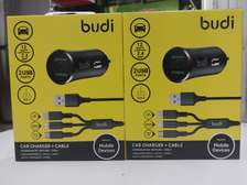 Budi 12W 2 USB car charger with 3 in 1 cable