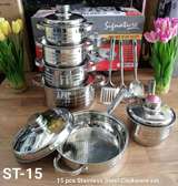 15 pcs Induction Base Stainless Steel Cookware set