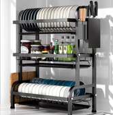 3 Tier Carbon Steel Dish Rack with Cutlery Holder
