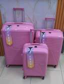 3pcs hard shell luggage set with 360 wheels pink and black