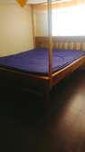 Bed 5*6 with mattress & wooden net stand