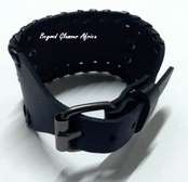 Black leather game  park engraved Bracelet