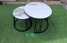 Nesting Coffee Tables Marble Top Black Frame