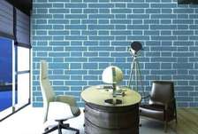 Turquoise brick self adhesive wallpaper