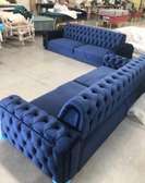 Modern blue six seater chesterfield sofa set