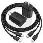 USB-C Charger Set 1 Wall Adapter + 3 Cables Black