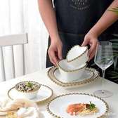The 30pcs Nordic classy dinner set with gold rim.