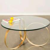 Round glass table with spiral stands