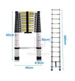 3.8m 12.5ft Telescopic Aluminium Ladder, Heavy Duty