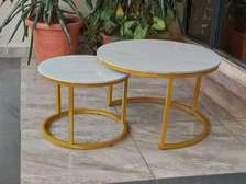 PURE MARBLE Nesting Table with Golden Stands