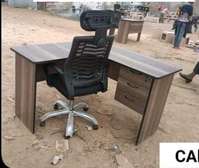 Home office table plus an adjustable headrest chair