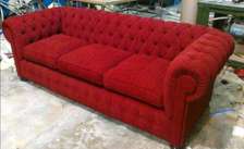 3 seater rolled arms red chester sofa