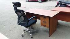 Office table and a chair with a headrest