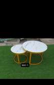 Nesting Coffee Tables Marble Top Yellow Frame Set