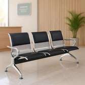 Durable 3-Seat Metal Bench with Cushioned Seats