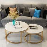 Sleek Round Nesting Marble Top Coffee Table